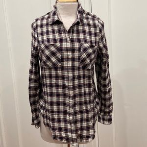 NWT Lucky Brand Classic Red Plaid W/Floral Shirt L